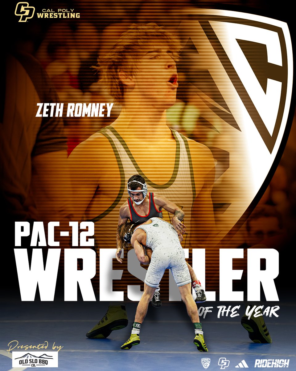Cal Poly Wrestling (@calpolywrestle) on Twitter photo Zeth adds another accolade to his resume 💪
Congrats to Zeth Romney who has been named the <a href="/pac12/">Pac-12 Conference</a> Wrestler of the Year 🔥 He is the second wrestler in our program's history to receive the award and the first since 2008!!
📰: bit.ly/4iRRmA1
#RideHigh🐎 | #HorsePower Zeth adds another accolade to his resume 💪
Congrats to Zeth Romney who has been named the <a href="/pac12/">Pac-12 Conference</a> Wrestler of the Year 🔥 He is the second wrestler in our program's history to receive the award and the first since 2008!!
📰: bit.ly/4iRRmA1
#RideHigh🐎 | #HorsePower
