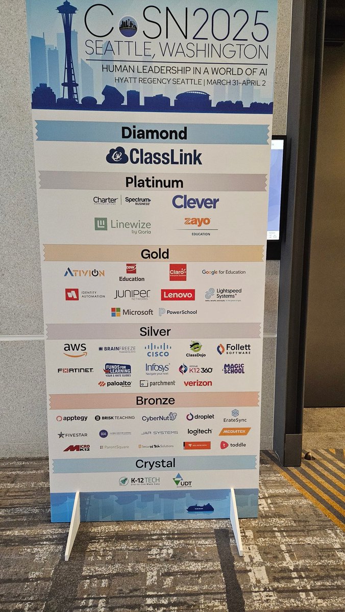 Shout out to all these great sponsors at #CoSN2025. <a href="/CoSN/">CoSN</a>. Thank you!