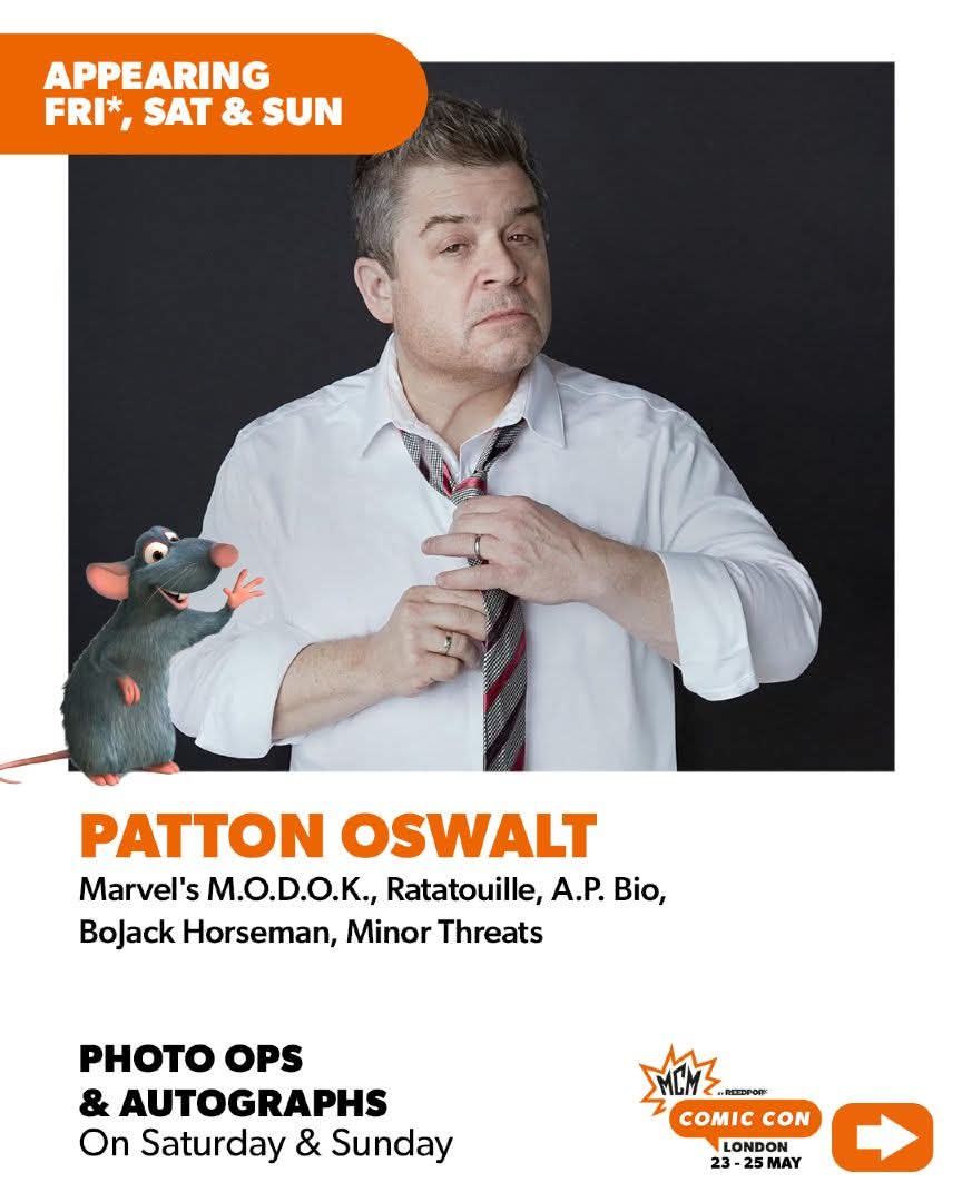 EuroConNet's tweet image. GUEST ANNOUNCEMENT

#MCMComicConLondon
#PattonOswalt 

London, UK
23 - 25 May 2025 

mcmcomiccon.com
@pattonoswalt