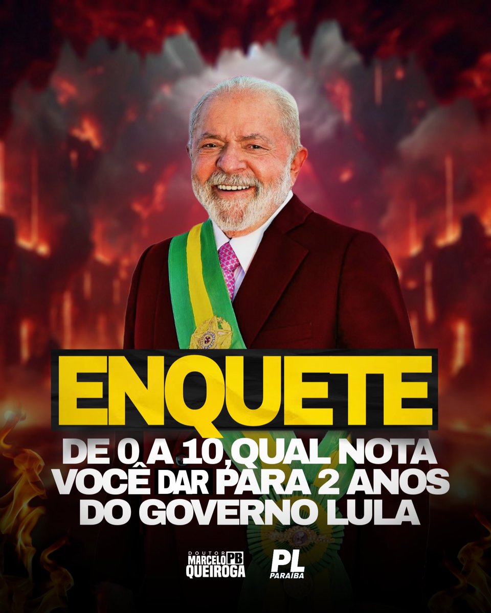 mqueiroga22's tweet image. Qual nota você dá para o desgoverno!!

#foralula