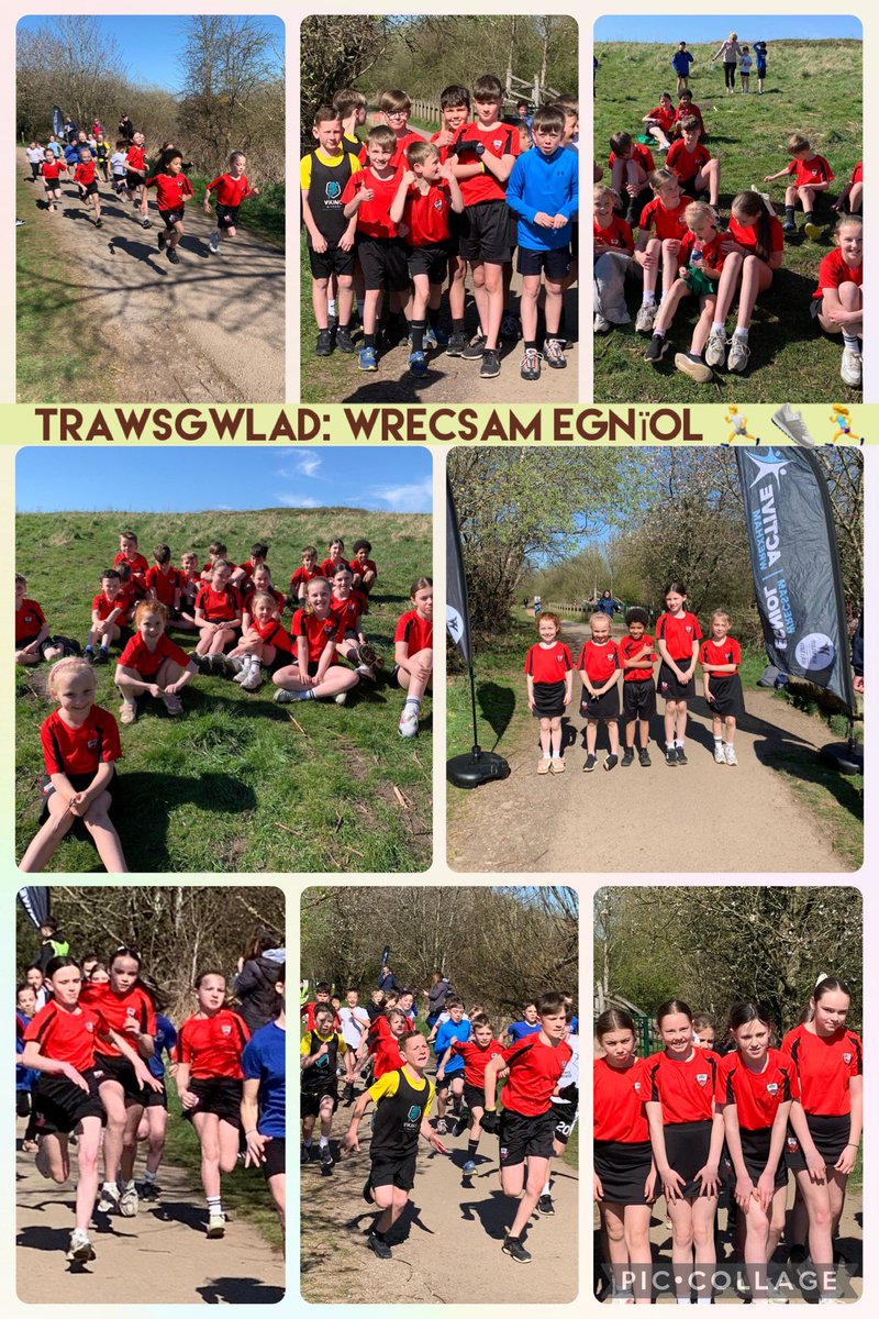 Da iawn i bawb heddiw am drio eu gorau glas yn y trawsgwlad yn Nyfroedd Alun!Diolch i <a href="/ActiveWrexham/">Wrecsam Egniol / Active Wrexham</a> am drefnu. Pawb yn edrych yn smart yn y cit newydd diolch i’r <a href="/BroCrha/">CRhA Ysgol Bro Alun PTA</a> 
Well done to everyone who ran the cross country today at Alyn Waters-looking smart in our new kits! 
🏃👟🏃‍♀️