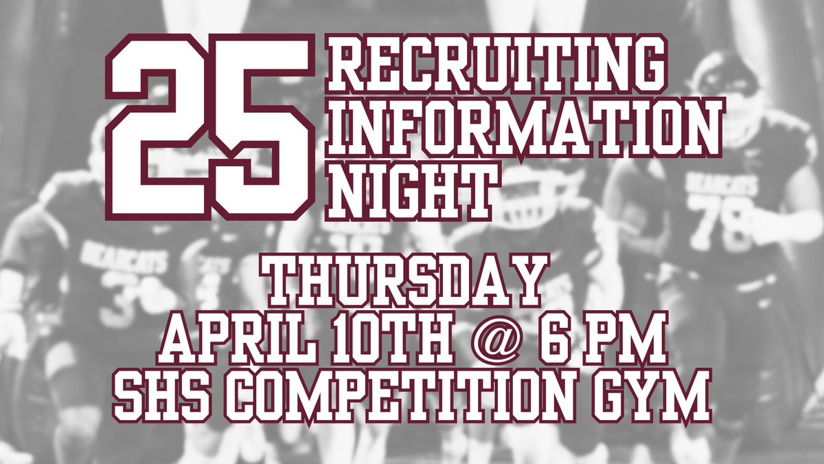 Join us for a Recruiting Information Night next Thursday April 10th @ 6 pm in the SHS Competition Gym.