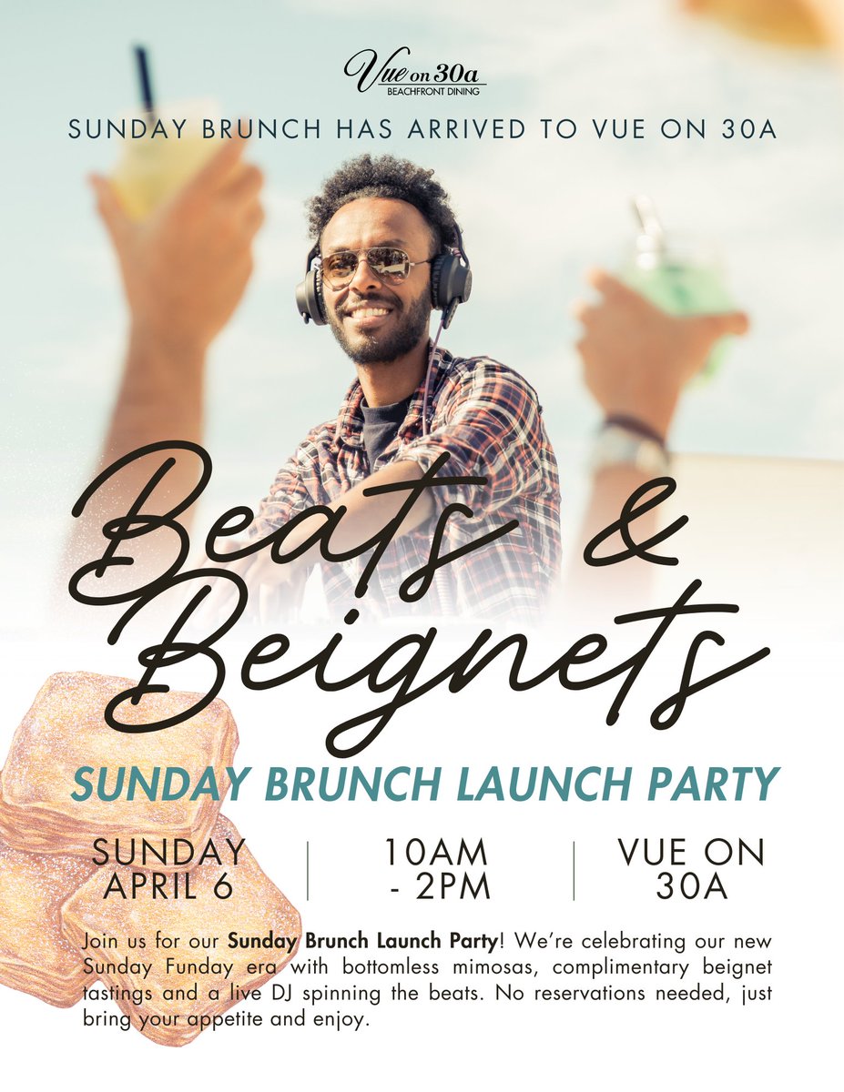 Celebrate the launch of Sunday Brunch with us at our Beignets and Beats party! 🎉 Enjoy bottomless mimosas, complimentary beignet bites, and live DJ vibes that will keep the brunch fun rolling all day long. It’s the perfect way to kick off your Sunday!