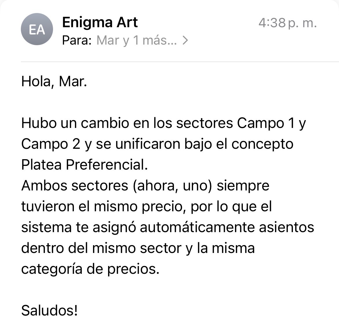 este es el desastre de <a href="/enigma_techlab/">Enigma</a> al parecer, vos seleccionas lo que querés comprar (y lo CHEQUEAS antes de confirmar el pago) como cualquier persona normal pero parece que al final ellos deciden que ubicación aleatoria darte. estamos todos locos?