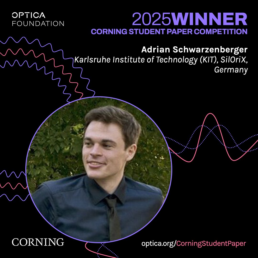 OFC Conference (@ofcconference) on Twitter photo Congrats to the <a href="/Corning/">Corning Incorporated</a> Student Paper Competition Winner: Adrian Schwarzenberger!
Adrian is celebrated for his presentation “Silicon-Organic Hybrid Mach-Zehnder Modulator for Single-Carrier IMDD Line Rates of 500 Gbit/s and Beyond."
Learn more: bit.ly/3Dz2YIE Congrats to the <a href="/Corning/">Corning Incorporated</a> Student Paper Competition Winner: Adrian Schwarzenberger!
Adrian is celebrated for his presentation “Silicon-Organic Hybrid Mach-Zehnder Modulator for Single-Carrier IMDD Line Rates of 500 Gbit/s and Beyond."
Learn more: bit.ly/3Dz2YIE