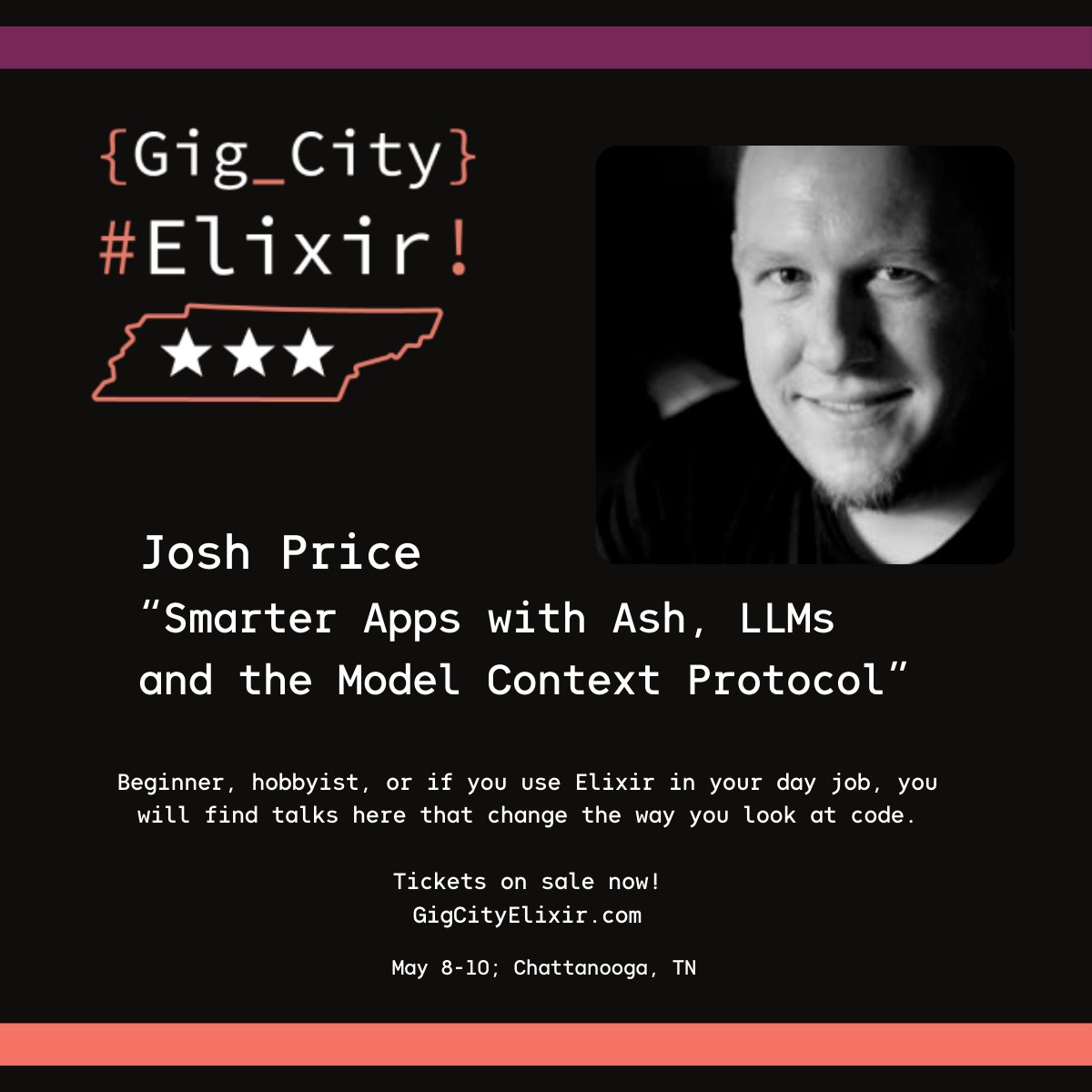 Gig City Elixir (@gigcityelixir) on Twitter photo Coming to GCE from Australia - <a href="/joshprice/">Josh Price</a>! We can't wait to hear more about <a href="/AshFramework/">Ash Framework | ashframework.bsky.social</a>!
(He's also doing the Ash Training on May 8th!)
Get tickets - gigcityelixir.com
#ElixirLang Coming to GCE from Australia - <a href="/joshprice/">Josh Price</a>! We can't wait to hear more about <a href="/AshFramework/">Ash Framework | ashframework.bsky.social</a>!
(He's also doing the Ash Training on May 8th!)
Get tickets - gigcityelixir.com
#ElixirLang