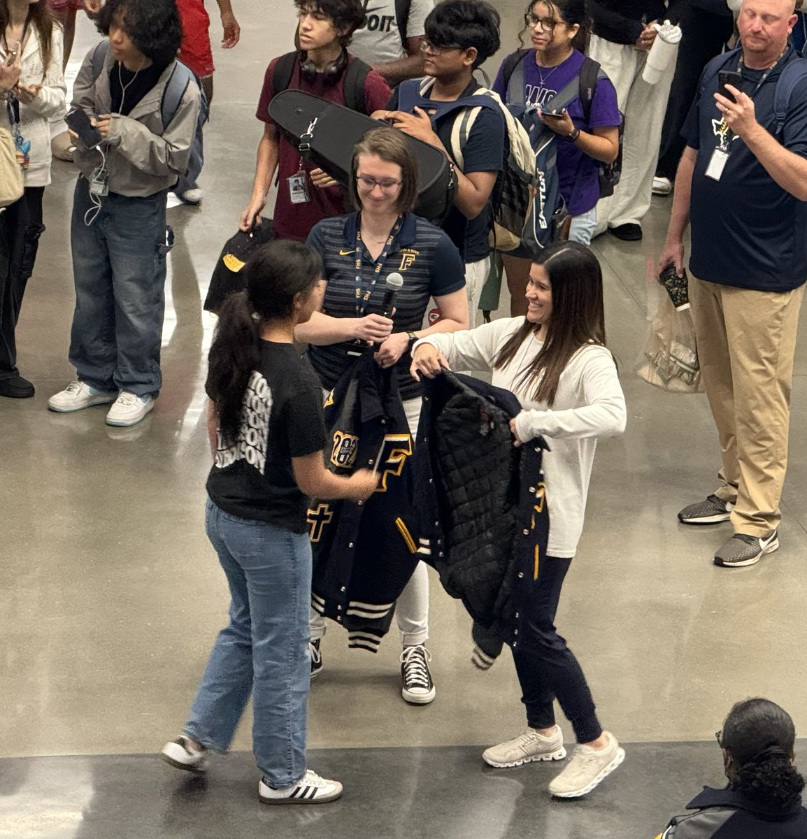 fhsgoldswim's tweet photo. Another #FreemanFirst today as the first FHS students were presented with their letterman jackets. Congrats to Sophia and Ezequiel! https://t.co/p7Wqrkzfno
