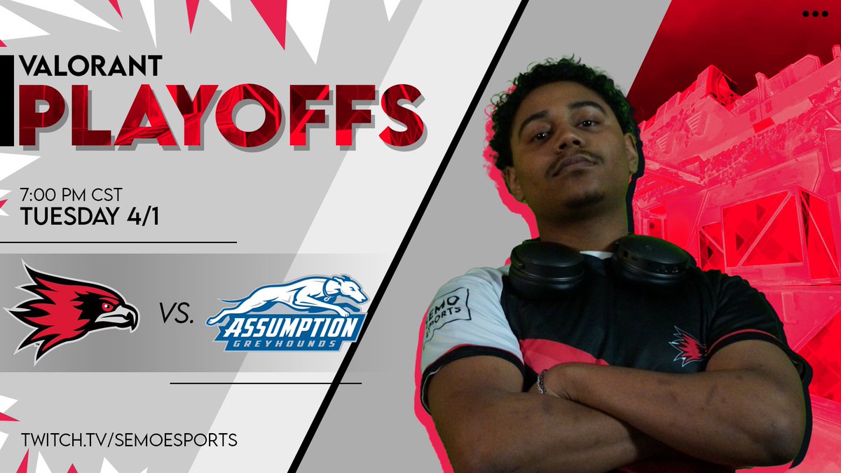 WOO ANOTHER STREAM OF VAL PLAYOFFS!

TONIGHT at 7PM CST on Twitch we will be streaming our Valorant Ruby team play against Assumption University! So come support and cheer them on in chat!

twitch.tv/semoesports