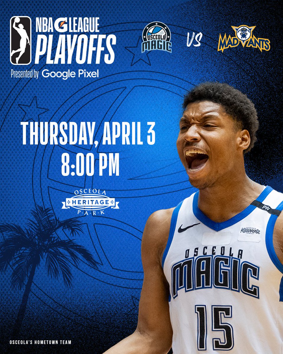 the matchup is set ⚔️

get tickets now to catch the Osceola Magic take on @TheMadAnts in the Eastern Conference Semifinals at <a href="/OHP_Venues/">Osceola Heritage Park</a> 🚨

🎟️ bit.ly/OSC4325