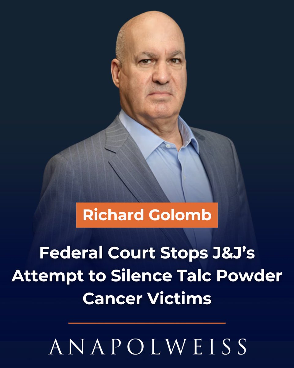 AnapolWeiss's tweet photo. Federal judge shuts down #JNJ attempt to dodge talc liability via bankruptcy.

This win clears the path for thousands of cancer victims to finally get their day in court.

“The voices of the claimants deserve to be heard.” — Richard Golomb

Full story 👉 https://t.co/Nu9vW5Jy1E https://t.co/gi0kvhs62g