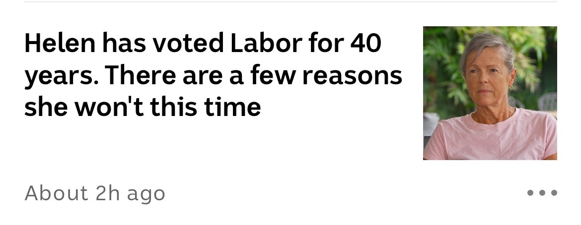 And of course, the ABC will also publish a headline from a person who has voted Liberal for 40 years but won’t this time. Always offering a helping hand at ABC Tory central. #auspol