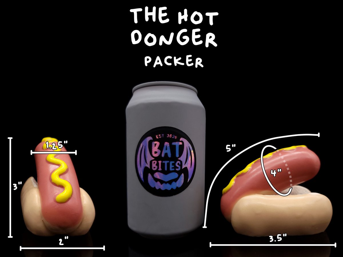 BattyBits's tweet photo. Feeling like you need a bit more meat in your pants? Do your eyes glaze over at the mention of a good glizzy? Don’t let your hunger get the wurst of you, try our new packer, The Hot Donger! Now you can be 100% beef, without the filler. https://t.co/ERrDDXWLV5