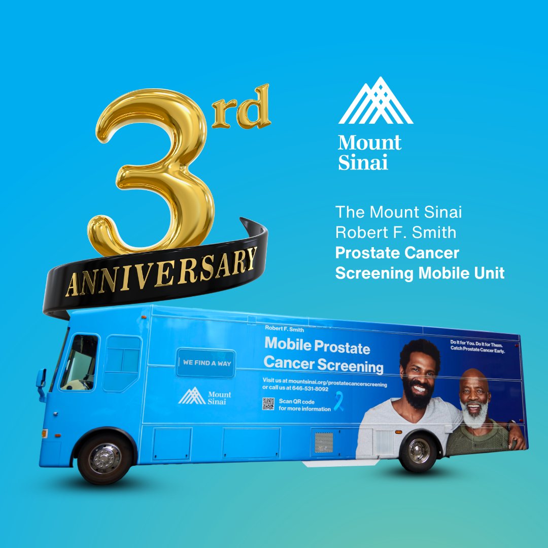 Mount Sinai Department of Urology (@mountsinaiuro) on Twitter photo 3 years, 9,000+ screenings, countless lives impacted!
Happy 3rd anniversary to the Mount Sinai Robert F. Smith Prostate Cancer Screening Mobile Unit. Thank you to our team for making early detection more accessible. Here's to saving even more lives!
#urology <a href="/AshTewariMD/">Ash Tewari, MD</a> 3 years, 9,000+ screenings, countless lives impacted!
Happy 3rd anniversary to the Mount Sinai Robert F. Smith Prostate Cancer Screening Mobile Unit. Thank you to our team for making early detection more accessible. Here's to saving even more lives!
#urology <a href="/AshTewariMD/">Ash Tewari, MD</a>