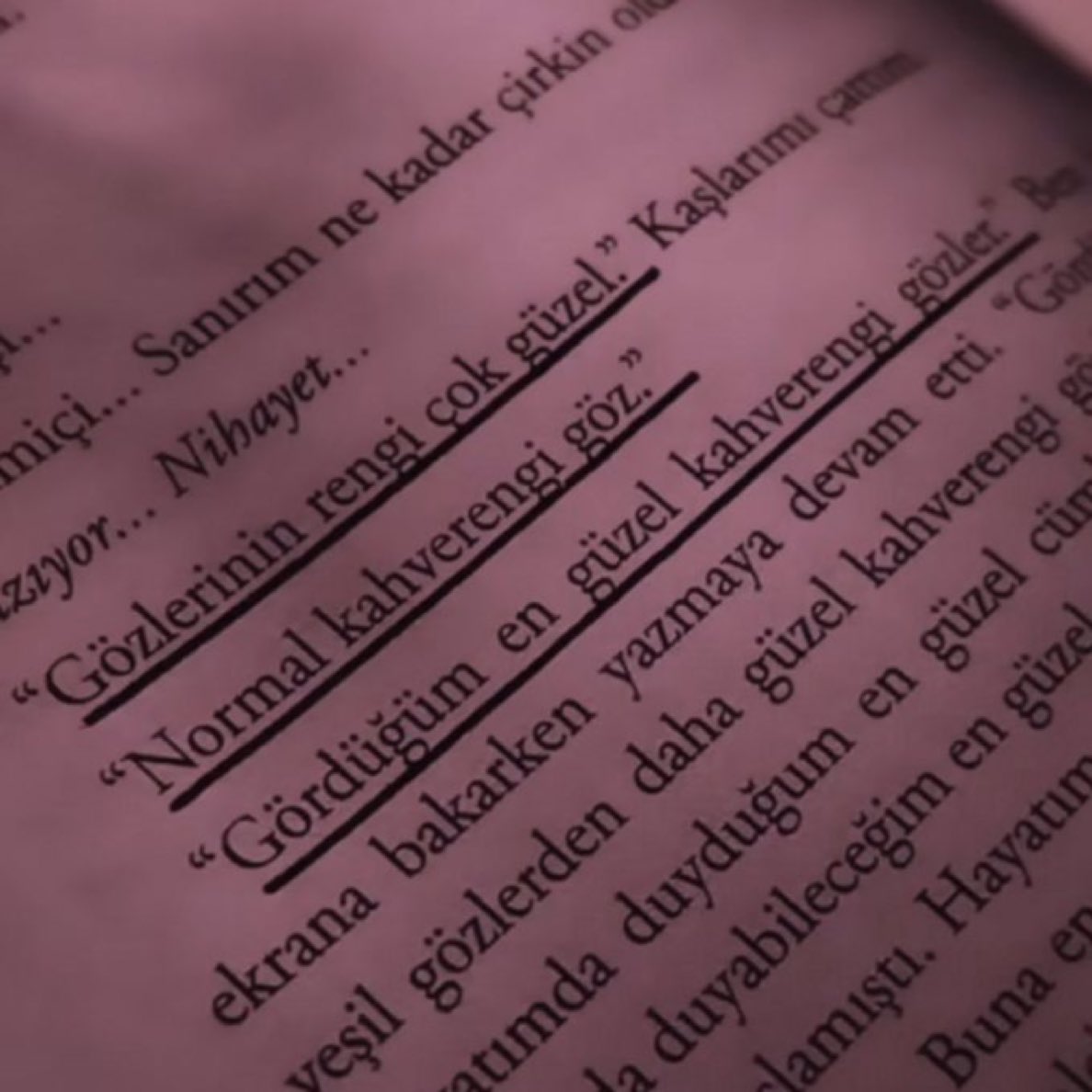 -Gözlerin çok güzel.
+Normal kahverengi gözler işte.
-Gördüğüm en güzel kahverengi gözler.