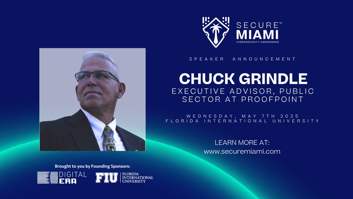 Secure_Miami's tweet image. Excited to have Dr. Chuck Grindle, Exec. Advisor at @Proofpoint, join our panel: “The Human Element: Reducing Insider Threats and Building Trust” at #SecureMiami2025!
With decades of military & public sector cyber leadership, he brings powerful insight to the table.
May 7 | FIU