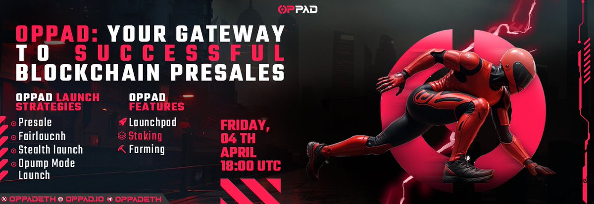 OPPADETH's tweet image. 🚨LAUNCH ALERT!  

🔴OPPAD is an advanced blockchain launchpad ensuring new projects launch securely in the ecosystem. Join the future of IDO on Friday, April 04Th at 18:00 UTC.  

🌐Website: oppad.io 
📊Dashboard: launchpad.oppad.io 
📢Telegram:…
