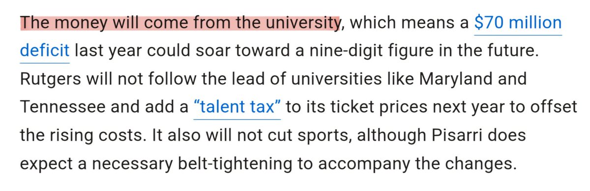 NILnotNLI's tweet photo. Despite a massive $70 million athletics deficit, Rutgers University still intends to allocate the full $20 million+ from the NCAA House revenue-sharing settlement to "pay" its Football &amp; Basketball players and other athletes (per @StevePoliti of @njdotcom) https://t.co/XlUiq2R4ku https://t.co/BUpZUfm8pC