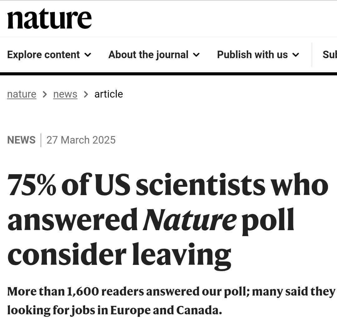 Nature: 75% of scientists consider leaving the U.S.