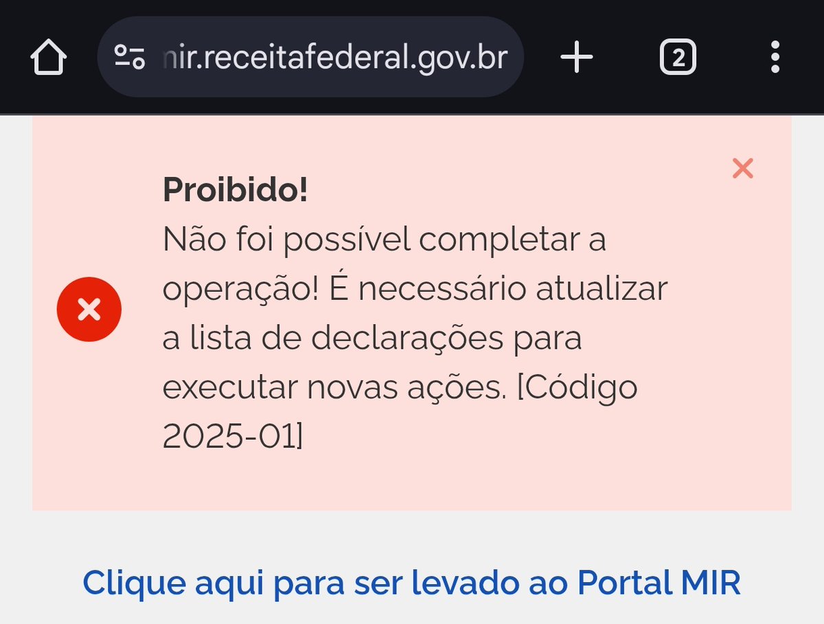 Alguém sabe explicar que erro é este? Não consigo fazer minha declaração por causa disso.