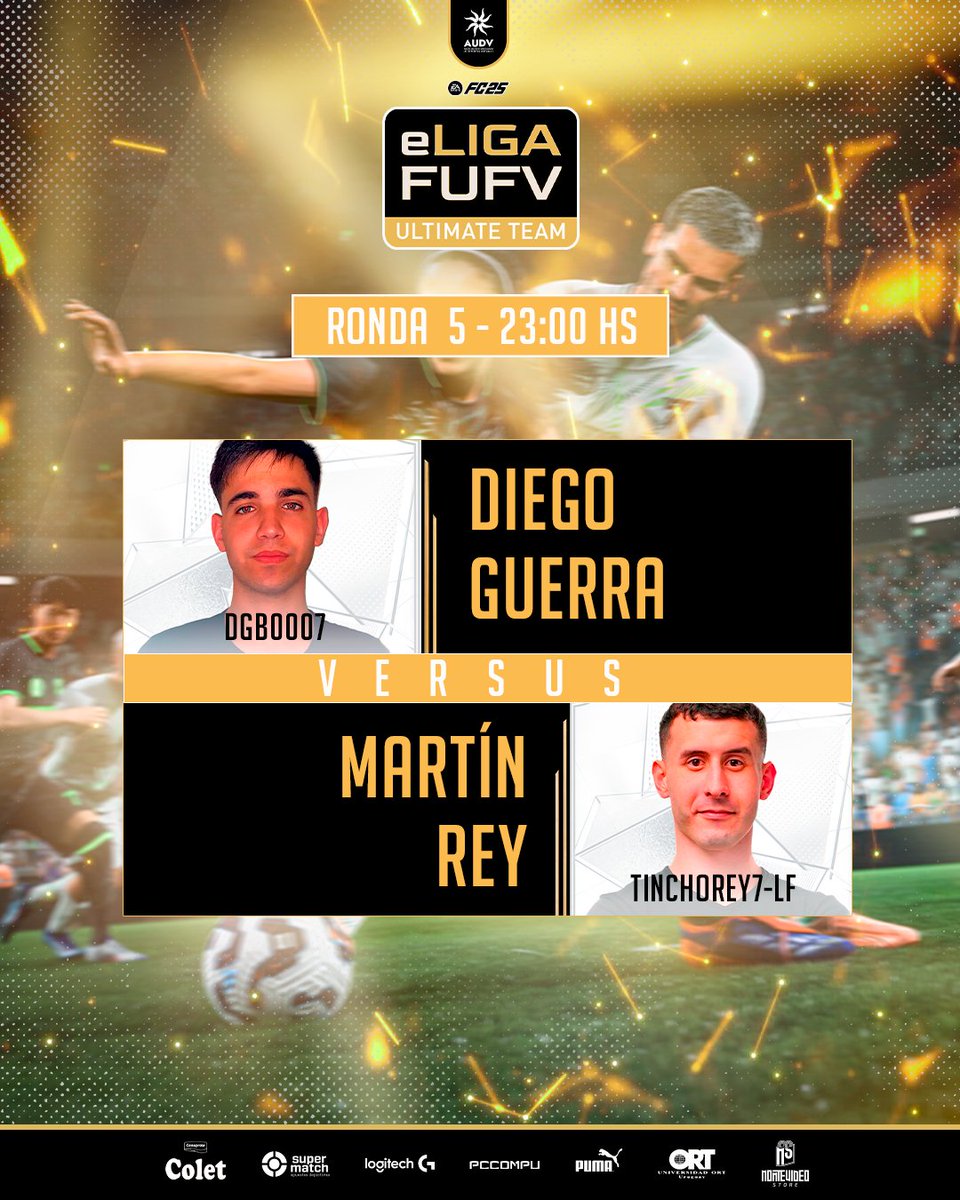 AUDVesports's tweet photo. Esta noche 🔴EN VIVO https://t.co/4RIN6k32GI  
Desde 23:00 HS Ronda 5⃣ #eLigaFUFVUT presentada por #Colet 🇺🇾 #FC25

23:00 HS 
@DGB00070 🆚 @TinchoRey7 

23:30 HS 
@InFiniteI9I 🆚 @andibosdandjian 

🎙️ @JuanCruzNovales
🎙️ @GamesCabeza
🎙️ @CapeFabri
🎙️ @paolopriegue

@PUMA_Uy https://t.co/eP06pdSEGj