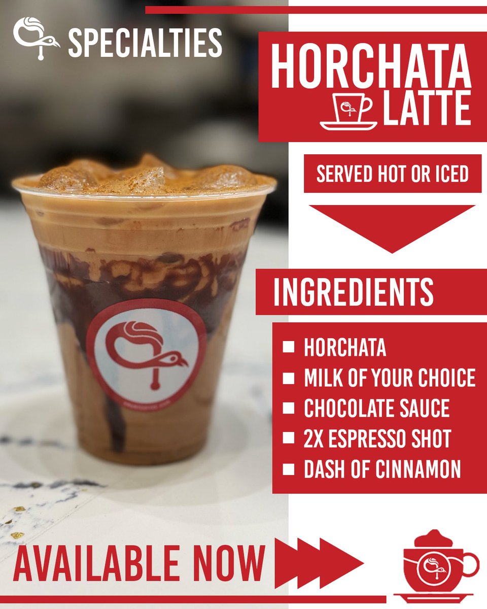 Come by Kavat Café and try our Horchata Latte!
This delicious specialty drink balances our boldly flavored espresso, chocolate, and cinnamon to give your taste buds a wake up call as you prepare for the day. Available now! 

#kavat #kavatspecialties #coffee #coffeelovers