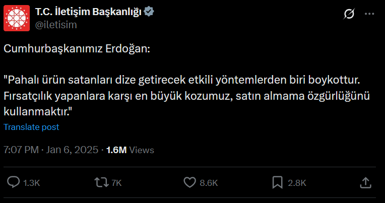 Sayın jumhur başganım meşazınızı aldım, güçlü ve mutlu bir Türkiye için ben de #Boykot diyorum.