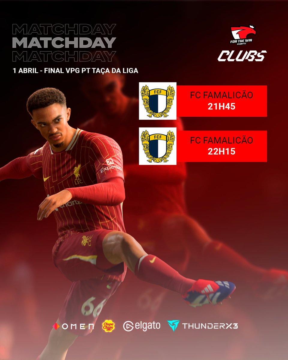𝗥𝗨𝗠𝗢 𝗔𝗢 𝗧𝗜𝗧𝗨𝗟𝗢! 🔥

Vamos a jogo frente <a href="/famaesports/">FC Famalicão Esports</a> na grande Final da Taça da Liga! 😎

Vamos com tudo equipa! 💪
📺 twitch.tv/vpgligaportugal

#ftwesports #ftwarmy #ftweafc #OMENFTW #CHUPACHUPSFTW #THUNDERX3FTW