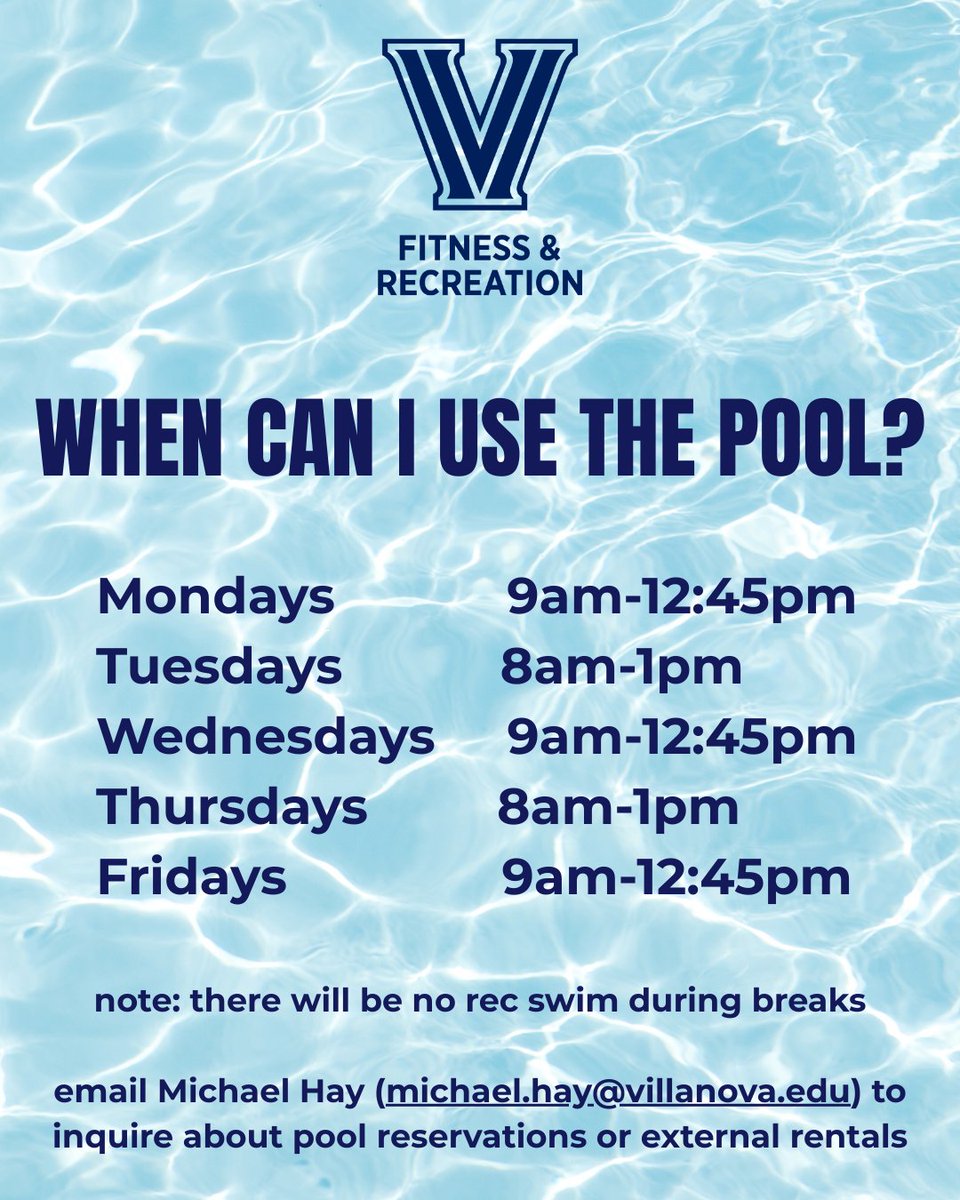 VillanovaREC's tweet photo. Did you know that the pool is open to students? Read all about Villanova's swim complex! https://t.co/xLczZGdnU6