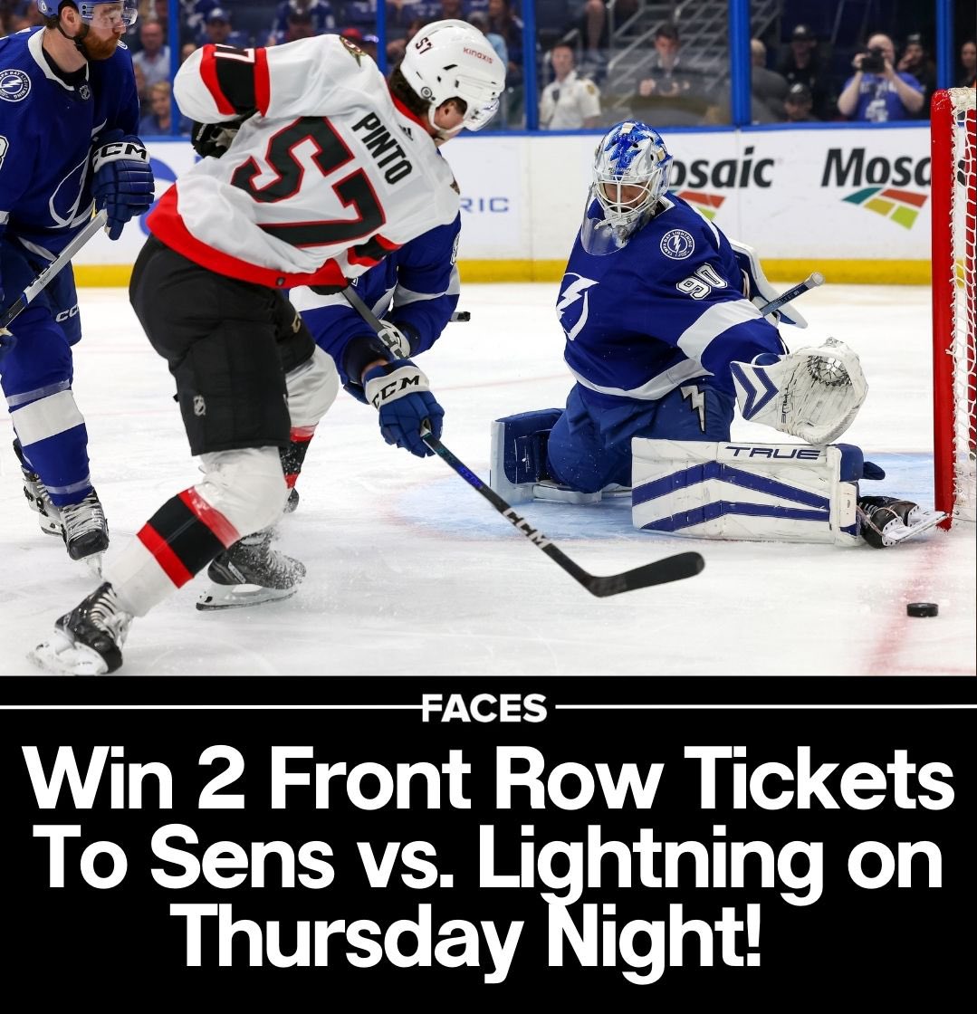 🚨RT &amp; Follow <a href="/facesottawa/">Faces Magazine</a> for your chance to win 2 FRONT ROW Tickets to see #Sens vs #Lightning on Thursday night! #GoSensGo