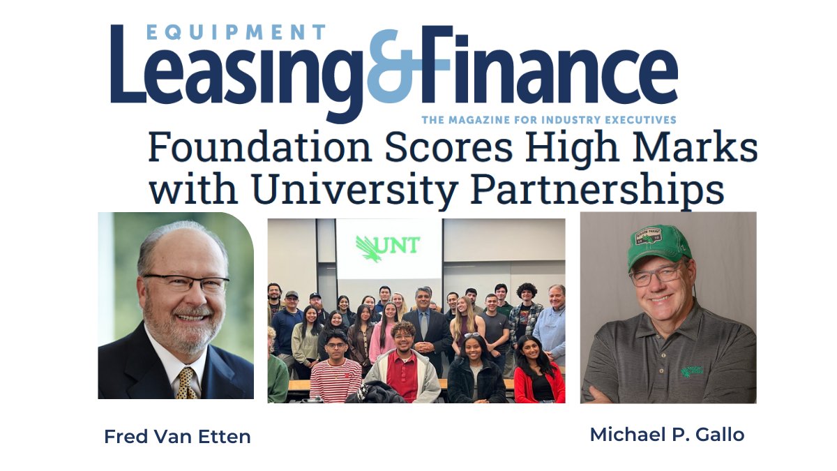 The Foundation is developing the future talent of the #equipmentfinance industry through university partnerships with the W.P. Carey School of Business at <a href="/ASU/">Arizona State University</a> and <a href="/UNTsocial/">University of North Texas</a> G. Brint Ryan College of Business. Read more tinyurl.com/3yarbsxm

#talentdevelopment #education