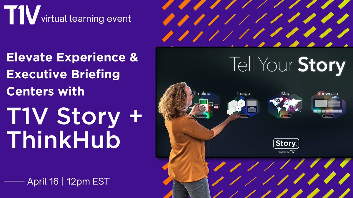 Create memorable visitor experiences that tell your story beautifully! ✨
Join our April 16th virtual session to discover how T1V Story + ThinkHub powers interactive journeys in Experience Centers &amp; EBCs.
Register now: bit.ly/3FSLqIs
#T1V #EBC #VisitorExperience