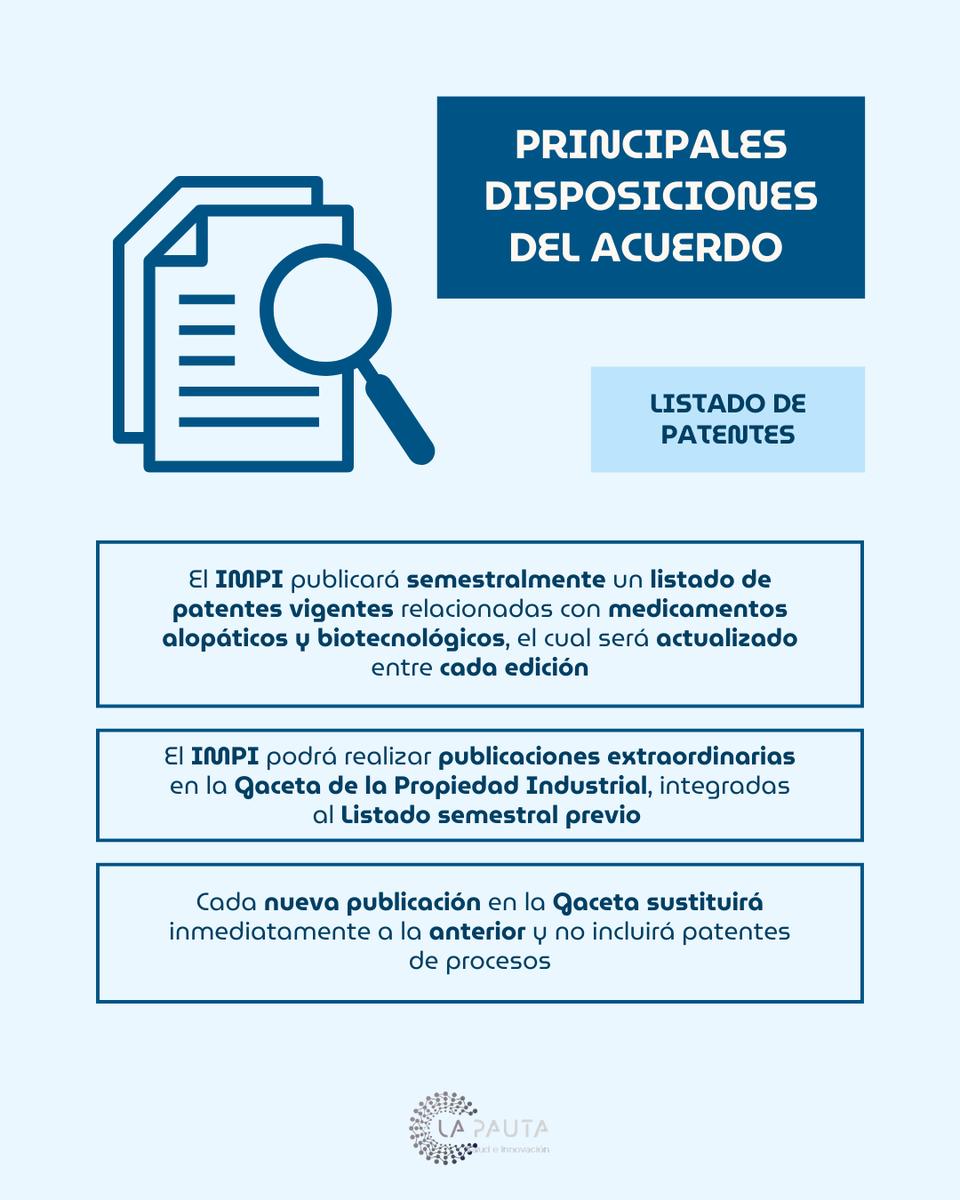 lapautainnova's tweet photo. ¿Qué sabes del Acuerdo de colaboración entre el IMPI y COFEPRIS en materia de patentes relacionadas con medicamentos alopáticos y biotecnológicos?

🔗Consulta el Acuerdo aquí👉🏼: https://t.co/lMEeXCd3NC https://t.co/gDqJy3NA12
