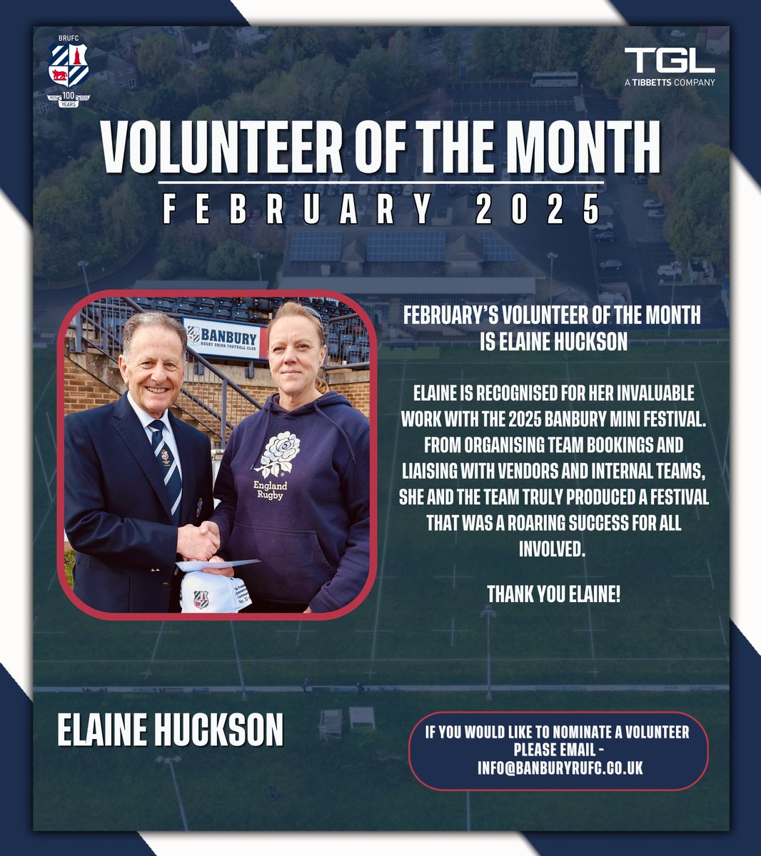Banbury Rugby Club (@banburyrufc) on Twitter photo 🐂 𝗩𝗢𝗟𝗨𝗡𝗧𝗘𝗘𝗥 𝗢𝗙 𝗧𝗛𝗘 𝗠𝗢𝗡𝗧𝗛 | 𝗙𝗘𝗕𝗥𝗨𝗔𝗥𝗬 🐂
February’s Volunteer of the Month is Elaine Huckson
Thank you Elaine!
If you would like to nominate a volunteer please email - info@banburyrufc.co.uk
banburyrufc.com/news/volunteer…
#VolunteerOfTheMonth #Rugby 🐂 𝗩𝗢𝗟𝗨𝗡𝗧𝗘𝗘𝗥 𝗢𝗙 𝗧𝗛𝗘 𝗠𝗢𝗡𝗧𝗛 | 𝗙𝗘𝗕𝗥𝗨𝗔𝗥𝗬 🐂
February’s Volunteer of the Month is Elaine Huckson
Thank you Elaine!
If you would like to nominate a volunteer please email - info@banburyrufc.co.uk
banburyrufc.com/news/volunteer…
#VolunteerOfTheMonth #Rugby
