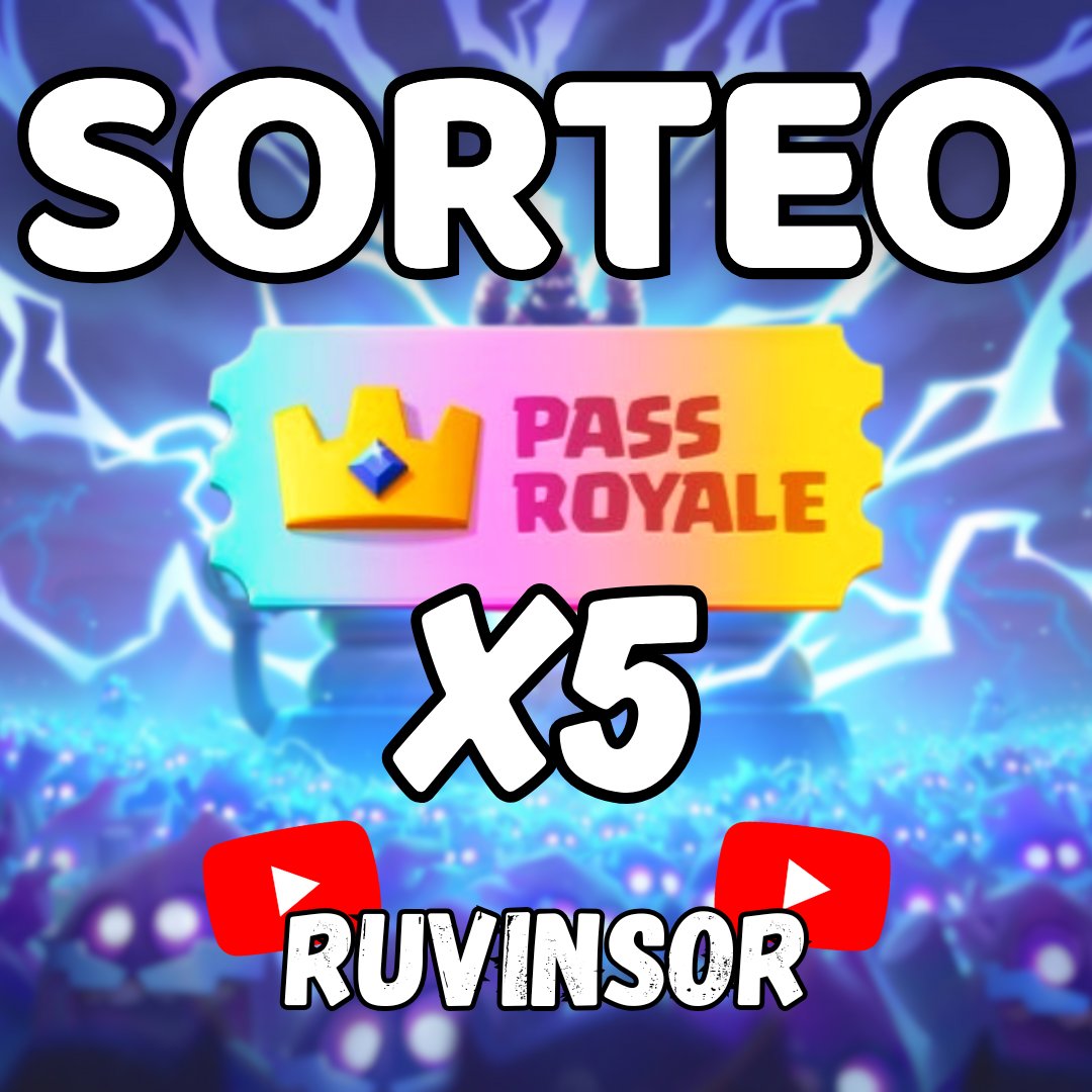 🚨SORTEO 5 PASS ROYALE🚨

✅Pasos para participar: 
1⃣ Seguir <a href="/ruvinsor/">Ruvinsor</a>
2⃣Dale LIKE❤️y RT🔁
3⃣Suscríbete a mi canal de YouTube y comenta en el vídeo (está en mi perfil)💬
📅Finaliza el 07/04/25

🍀¡MUCHA SUERTE!🤞
