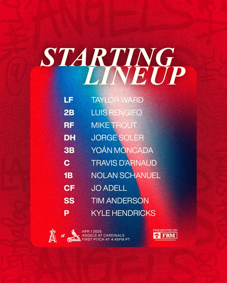 Angels's tweet photo. Day ✌️ in St. Lou 

📺: FanDuel Sports SoCal
📻: @AngelsRadioKLAA 

#RepTheHalo x @FBMSupply https://t.co/FmLD6bQfCO