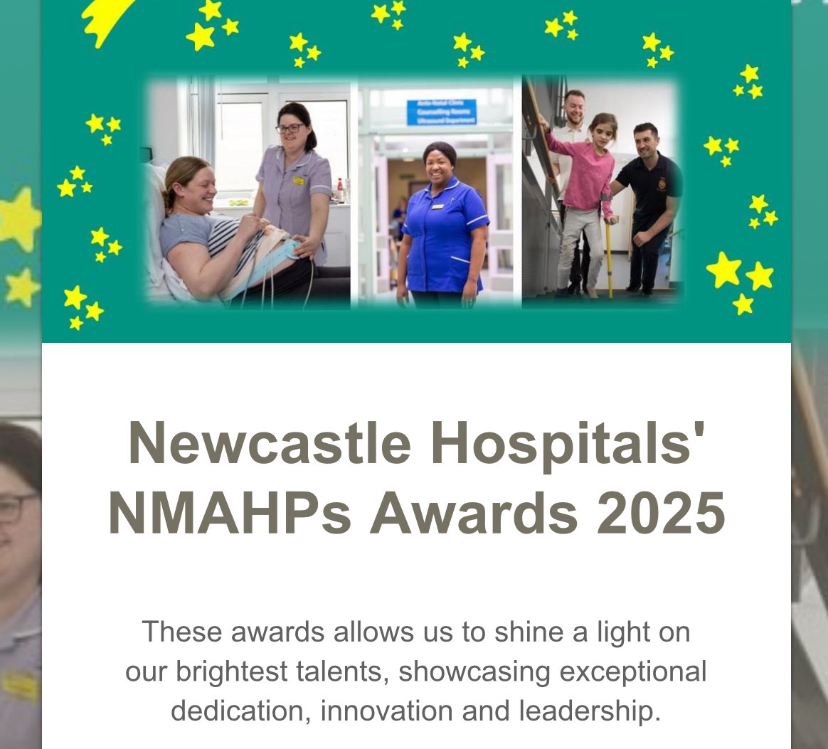 Newcastle Hospitals NMAHPs (@newcastlenmahps) on Twitter photo ✨✨NMAHPs Conference 2025 ✨✨
A key highlight will be our Awards celebrating the exemplary achievements of individuals & teams.
🏆 We welcome nominations from colleagues <a href="/NewcastleHosps/">Newcastle Hospitals</a> in 4️⃣ categories.
⏰Deadline midnight Friday 18 April ⏰
👉tinyurl.com/496da3wr👈 ✨✨NMAHPs Conference 2025 ✨✨
A key highlight will be our Awards celebrating the exemplary achievements of individuals & teams.
🏆 We welcome nominations from colleagues <a href="/NewcastleHosps/">Newcastle Hospitals</a> in 4️⃣ categories.
⏰Deadline midnight Friday 18 April ⏰
👉tinyurl.com/496da3wr👈