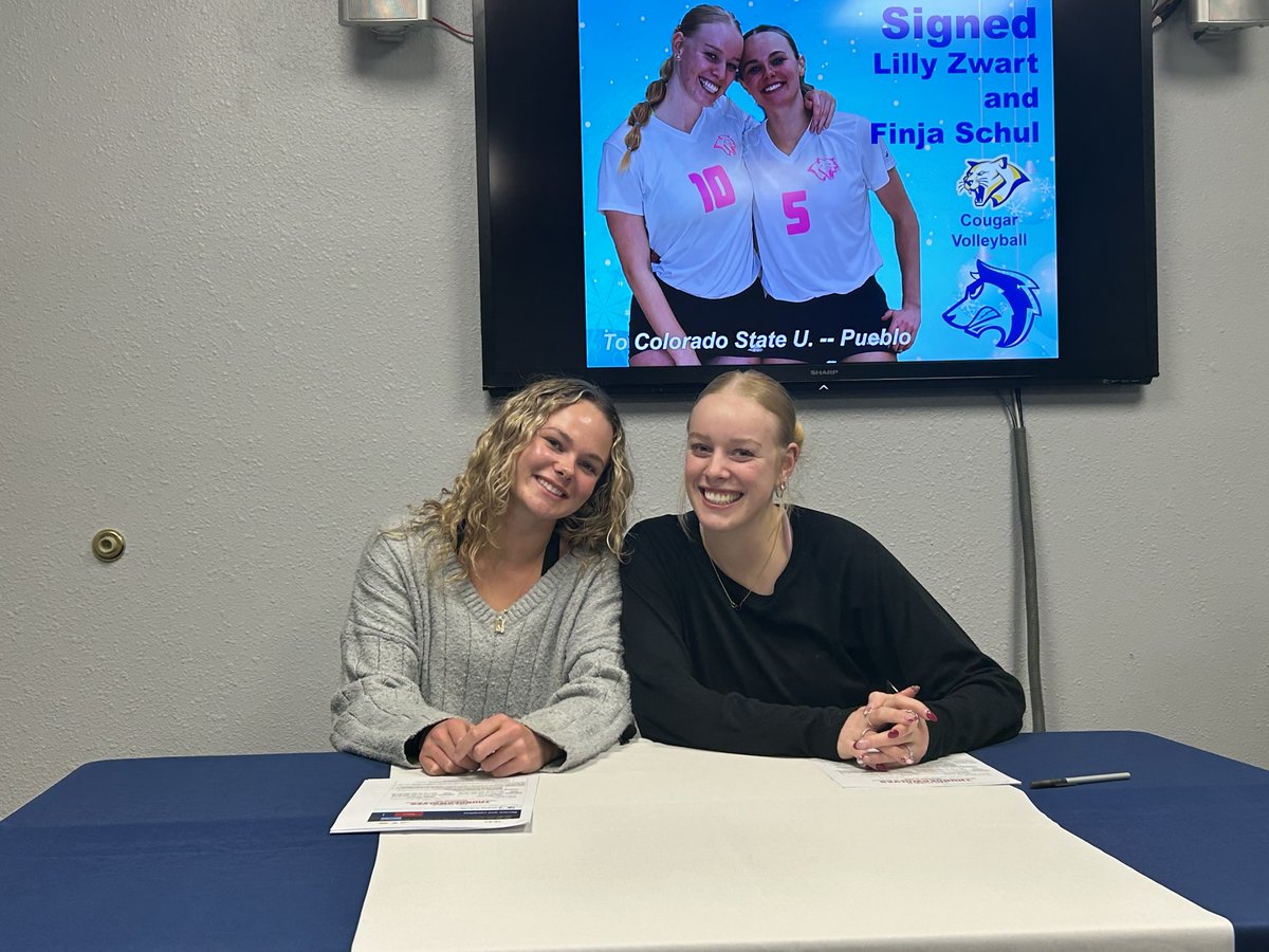 WNCC volleyball players Lilly Zwart and Finja Schul both signed this afternoon to continue their careers at Colorado State University Pueblo.
