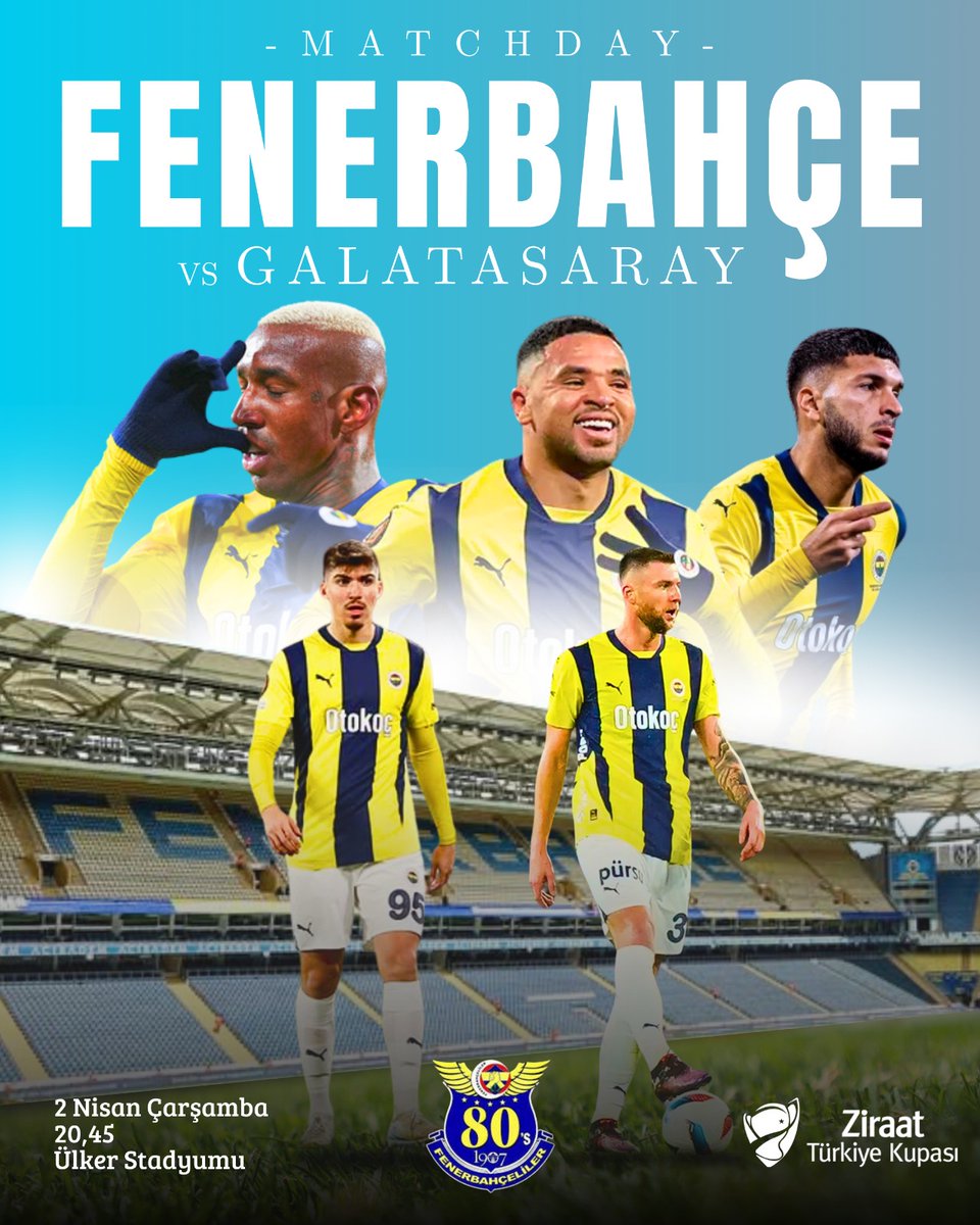🏆 Ziraat Türkiye Kupası Çeyrek Final  
🆚 Galatasaray  
🗓 2 Nisan Çarşamba
🕣 20.45 
📍 <a href="/ulkerstadyumu/">Ülker Stadyumu</a>
<a href="/80sRamazan/">Ramazan Çetinkaya..Fenerbahçeliler</a> <a href="/Fenerbahce/">Fenerbahçe SK</a> <a href="/80s_Genctayfa/">80s_genctayfa</a> 
#FenerinMaçıVar #Fenerbahçe