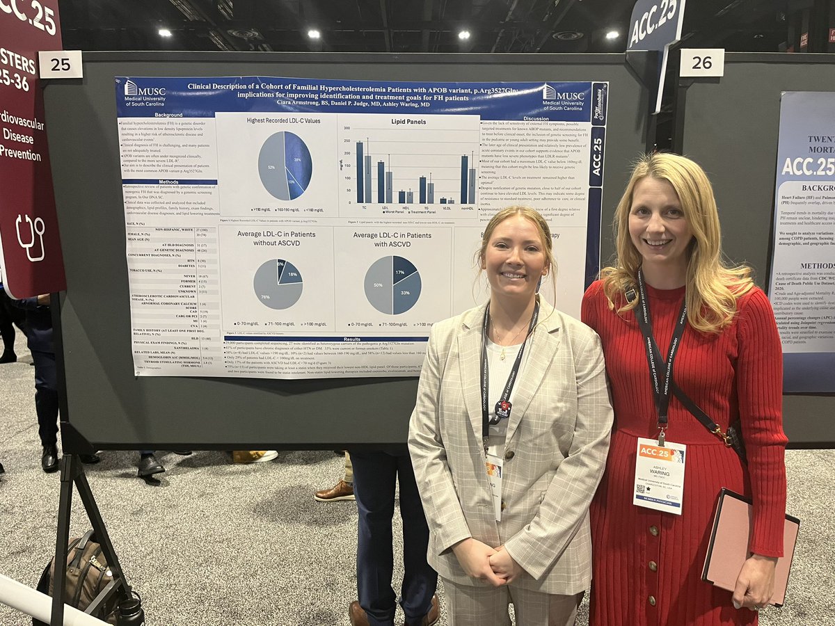 Ashley Waring (@awaringcardio) on Twitter photo Congratulations to our medical student, Ciara Armstrong, and her poster at ACC.25 on FH patients and an APO B variant! <a href="/MUSCCardFellows/">MUSC Cardiology Fellowship Programs</a> Congratulations to our medical student, Ciara Armstrong, and her poster at ACC.25 on FH patients and an APO B variant! <a href="/MUSCCardFellows/">MUSC Cardiology Fellowship Programs</a>
