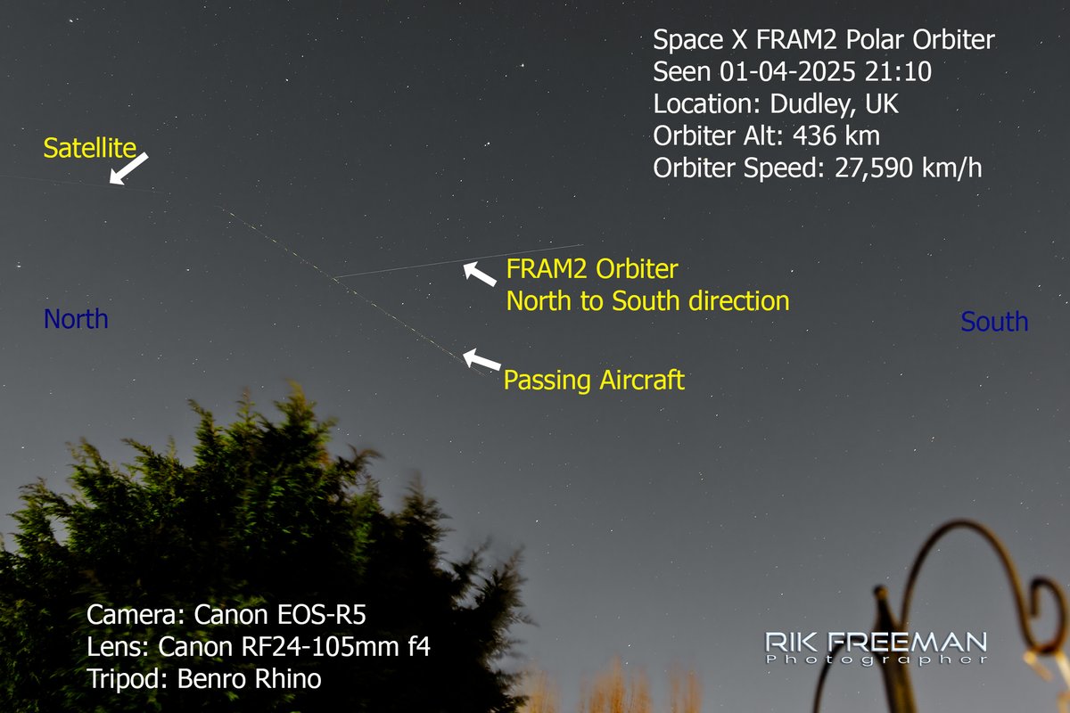 Rik Freeman Photographer (@rickfr01) on Twitter photo YES.. Got it.. Super happy capturing the <a href="/SpaceX/">SpaceX</a> #FRAM2 Polar Orbiter passing overhead a short while back.
Even better a passing plane, like ships passing in the night.
<a href="/CanonUKandIE/">Canon UK and Ireland</a> <a href="/BenroTripods/">Benro USA</a> <a href="/NASA/">NASA</a> <a href="/NASAEarth/">NASA Earth</a> <a href="/framonauts/">fram2</a> <a href="/ExpressandStar/">Express & Star</a> <a href="/popastro/">Popular Astronomy</a> #liveforthestory YES.. Got it.. Super happy capturing the <a href="/SpaceX/">SpaceX</a> #FRAM2 Polar Orbiter passing overhead a short while back.
Even better a passing plane, like ships passing in the night.
<a href="/CanonUKandIE/">Canon UK and Ireland</a> <a href="/BenroTripods/">Benro USA</a> <a href="/NASA/">NASA</a> <a href="/NASAEarth/">NASA Earth</a> <a href="/framonauts/">fram2</a> <a href="/ExpressandStar/">Express & Star</a> <a href="/popastro/">Popular Astronomy</a> #liveforthestory