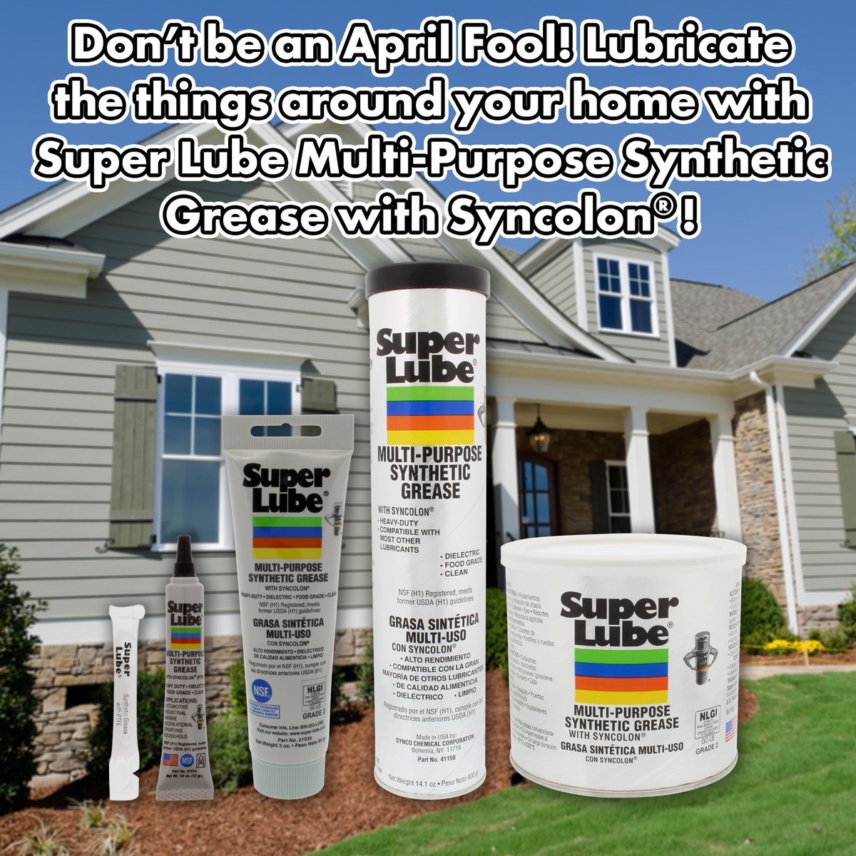 Don’t be an April Fool! Lubricate the things around your home with Super Lube Multi-Purpose Synthetic Grease with Syncolon®. Learn more about this item at super-lube.com/multi-purpose-….

#SuperLube #DIY #AroundTheHouse #Grease #Lubrication #AprilFools