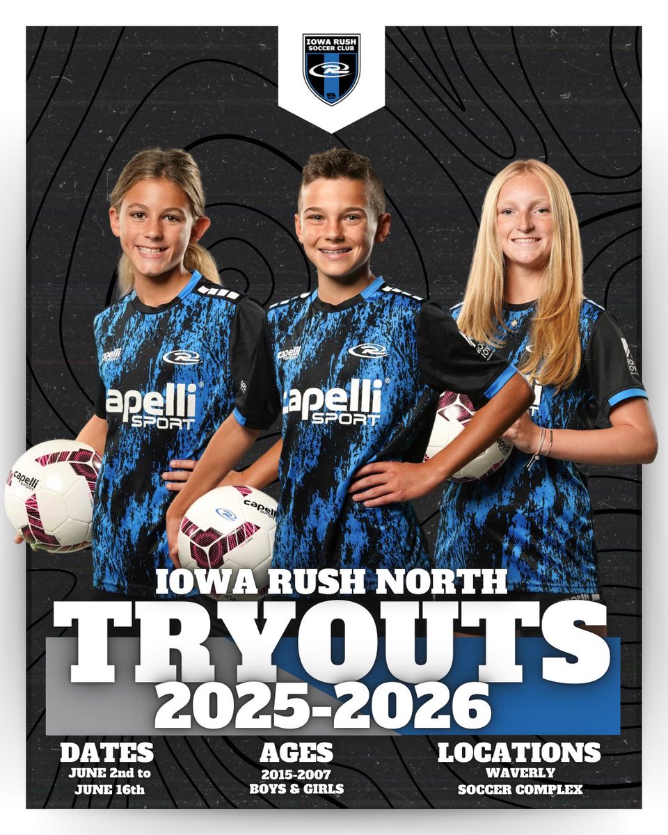 25-26 Tryouts are NOW OPEN! 🎉

Visit iowarush.com/tryouts-north for more information and to register

#IowaRushNorth