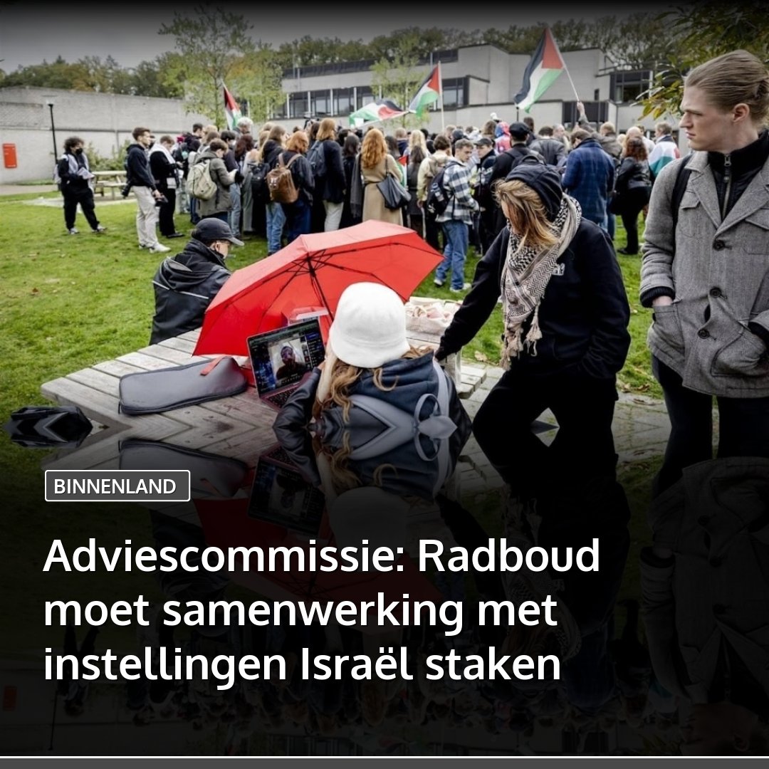 marokko's tweet image. De Radboud Universiteit in Nijmegen moet de samenwerking met twee universiteiten in Israël voorlopig opschorten.
👉🏽 Lees: l.marokko.nl/N2IMzY6P 👈🏽

#universiteit #radbouduniversiteit #ziekenhuis #radboudumc #zionisme #genocide #palestina #gazastrook
