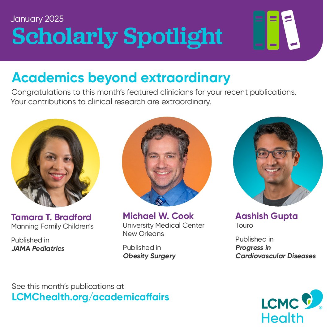 LCMC Health Academic Affairs (@lcmchealthedu) on Twitter photo Please join us in congratulating Dr. Bradford, Dr. Cook, and Dr. Gupta on their January publications in esteemed journals like JAMA Pediatrics, Obesity Surgery & Progress in Cardiovascular Diseases! 🎉🥳<a href="/LCMCHealth/">LCMC Health</a> Read more about #ScholarlySpotlight here: lcmchealth.org/about-us/acade… Please join us in congratulating Dr. Bradford, Dr. Cook, and Dr. Gupta on their January publications in esteemed journals like JAMA Pediatrics, Obesity Surgery & Progress in Cardiovascular Diseases! 🎉🥳<a href="/LCMCHealth/">LCMC Health</a> Read more about #ScholarlySpotlight here: lcmchealth.org/about-us/acade…