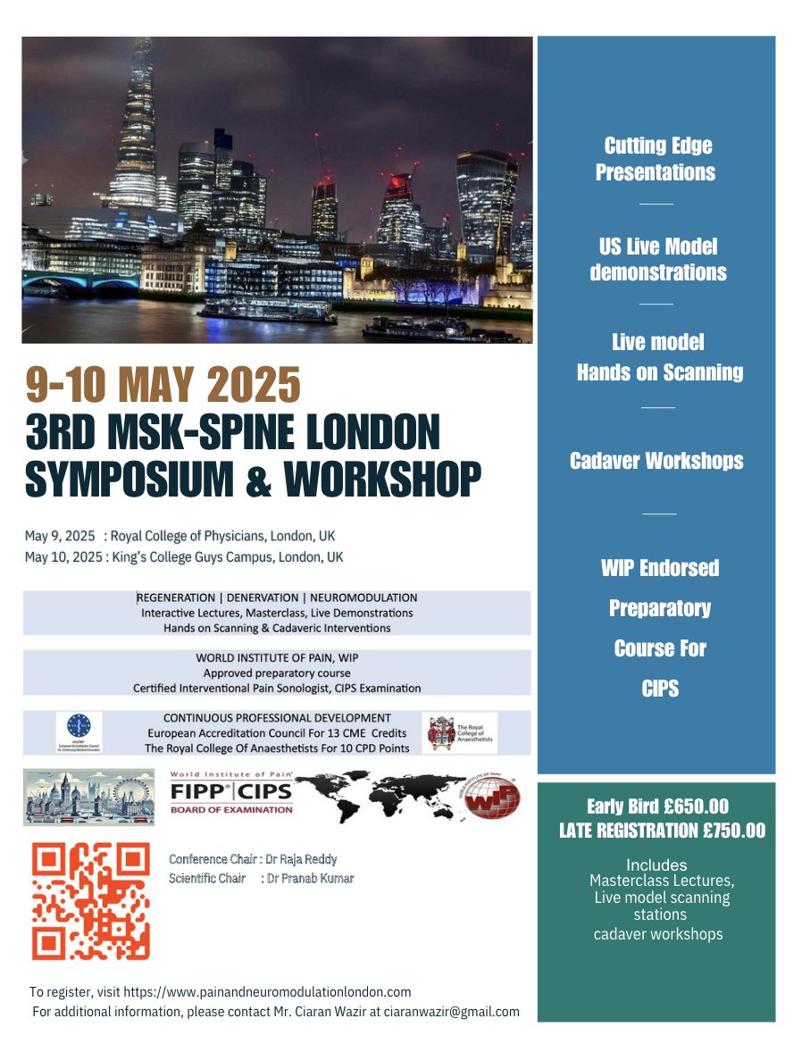 Pranab Kumar (@drpranabkumar) on Twitter photo Having seen the fabulous list of faculties at #MSKLondon, it's incredible to think a great event lies ahead for MSK Spine CME-Cadaver Workshop in London, United Kingdom on May 9-10, 2025. Contact <a href="/CiaranWazir/">Ciaran Wazir</a> for registration. Having seen the fabulous list of faculties at #MSKLondon, it's incredible to think a great event lies ahead for MSK Spine CME-Cadaver Workshop in London, United Kingdom on May 9-10, 2025. Contact <a href="/CiaranWazir/">Ciaran Wazir</a> for registration.