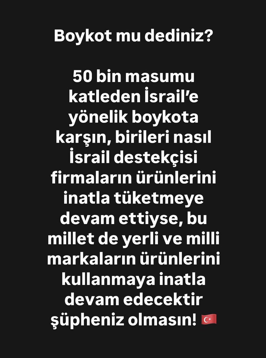 1,5 yıldır vicdanı bir kenara bırakıp İsrail’e karşı boykota destek adına tek kelam etmeyenler, şimdi çıkmış boykota çağırıp milli ekonomiyi çökertme operasyonu yapıyor!!!

#BoykotDeğilMilliZarar
