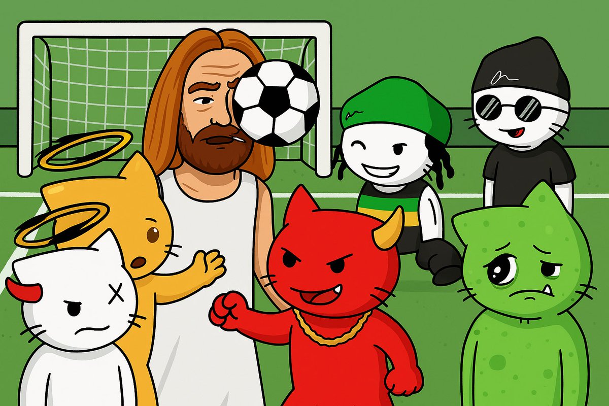 Praetorian589's tweet photo. When the devil cat bends it like Beckham and $Jezus takes one for the team holiness and hooligans on the same field
#DivineGame #JezusFC #CryptoKats https://t.co/NlXTI4iG90