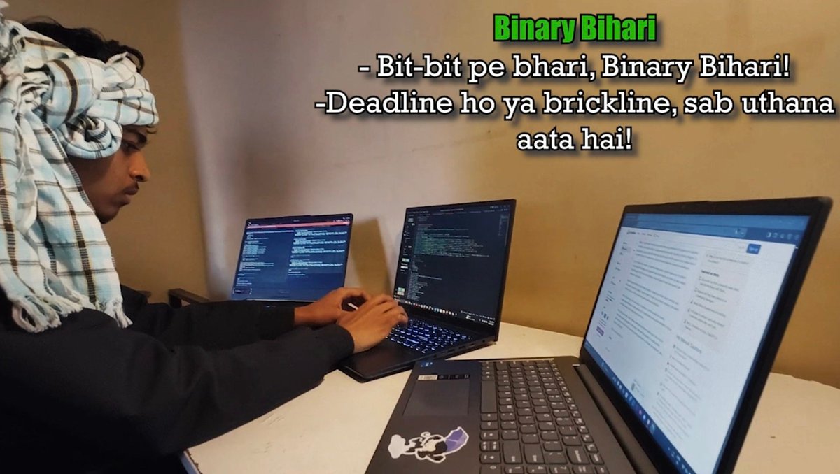 rohansen856's tweet image. That one guy during a 36-hour hackathon... Sleep deprived, caffeine overloaded, and debugging on steroids. Hackathon nai, mazdoori hoti hai bas! ⏳💻🚀 
Hackbyte, we are coming for the free ka coffee🫡

@HackbyteTPC 
@BenQIndia 

#HackathonGrind #CodeTillYouDrop #NoSleepJustCode