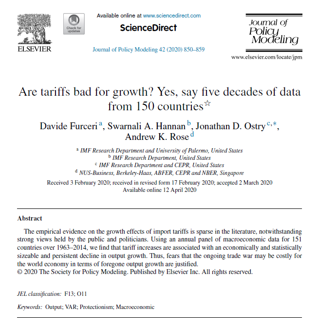 scottlincicome's tweet image. One last reminder before Liberation Day: 

"Are tariffs bad for growth? Yes, say five decades of data from 150 countries" pmc.ncbi.nlm.nih.gov/articles/PMC72…