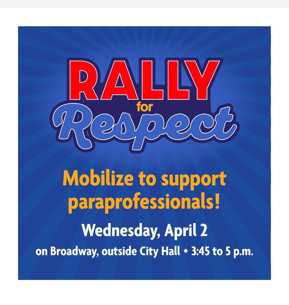 Are you joining all of us tomorrow?? #rallyforrespect  #paraprofessionals  #nyc